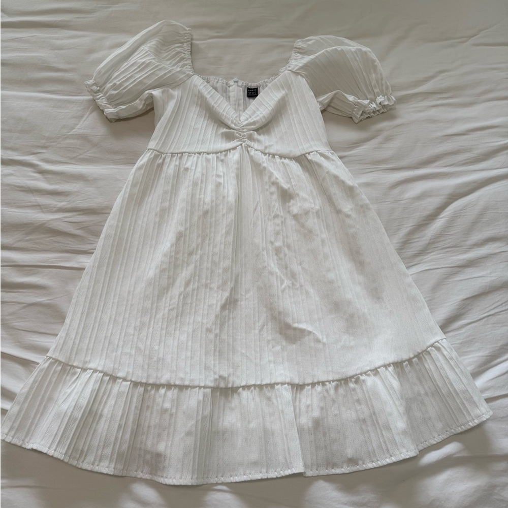 SHEIN White Puff Sleeve V-Neck Sundress